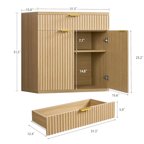 31.5" W Fluted Buffet Cabinet with Storage, Sideboard Cabinet, view 3