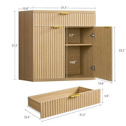 31.5" W Fluted Buffet Cabinet with Storage, Sideboard Cabinet, view 3