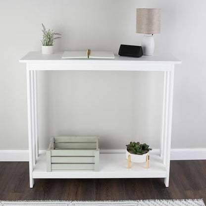 Slim Console Table - 39in x 11.8in Narrow Entryway Table - 2-Tier Sofa Table with Open Storage Shelf - Console Tables for Entryway, Hallway, and Foyer - Living Room Furniture by (White)