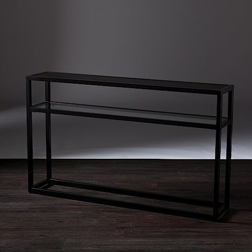 Holly & Martin Baldrick Console Table - Black - Transitional Design, Glass and Wood - Ideal for Entryway, Living Room (CK7683)