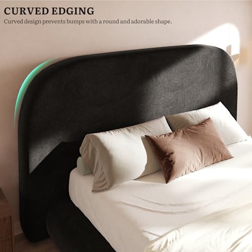 Queen Size Bed Frame, Curved Arched Soft Cloud Bed with Headboard, view 6