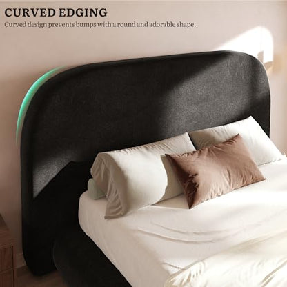 Queen Size Bed Frame, Curved Arched Soft Cloud Bed with Headboard, view 6