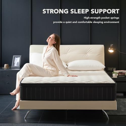 12 Inch Queen Size Mattresses, Memory Foam Hybrid Mattress in a Box with Independent Spring, Soft and Comfortable, Pressure Relief, CertiPUR-US Certified, Medium