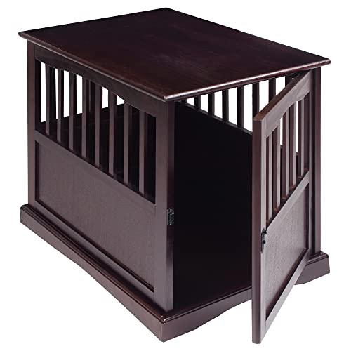 Wooden Medium Pet Crate, End Table, Espresso, view 2