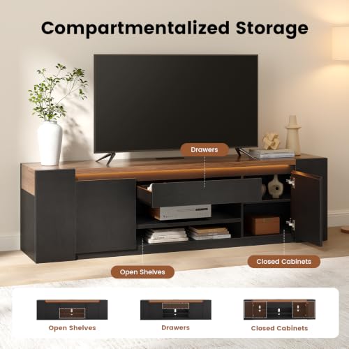 71" Modern LED TV Stand, Multi-Tier Storage TV Stand with Storage, view 6