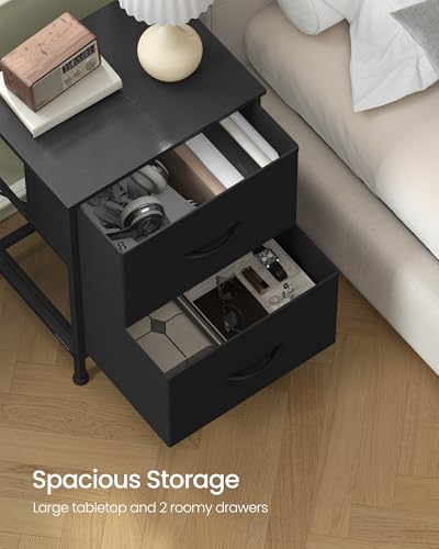 Nightstand with 2 Fabric Drawers, Bedside Table, Side End Table, view 6