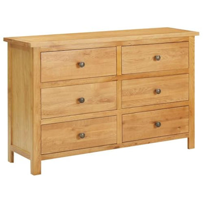 Solid Oak Wood Chest of Drawers 6 Drawer 41.3x13.2x28.7 Inches, view 2