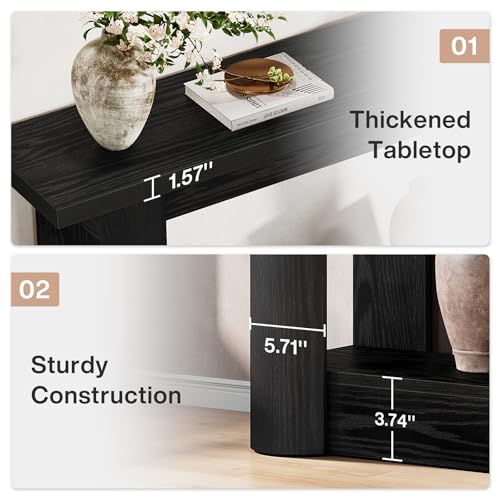 Tribesigns 63-Inch Farmhouse Console Table, Narrow Long Sofa Table Behind The Couch, 2-Tier Storage Entryway Furniture for Hallway, Entrance, Living Room, Black