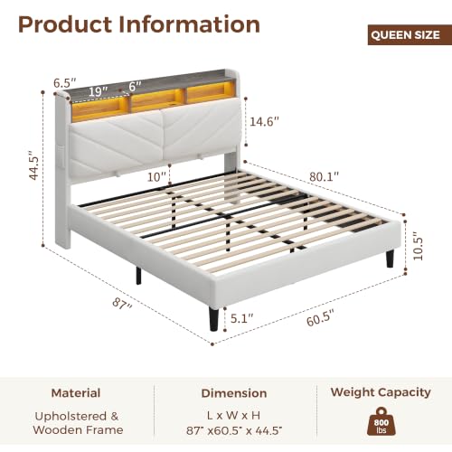Beige Queen Size Velvet Bed Frame with Ergonomic Headboard, view 3