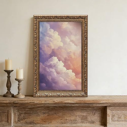 Pastel Cloud Wall Art Dreamy Cotton Candy Sky Canvas Prints Romantic Sunset Clouds Poster Living Room Aesthetic Room Decor Cute Cozy Bedroom Aesthetic Pictures Apartment Wall Decor Preppy Room Decor