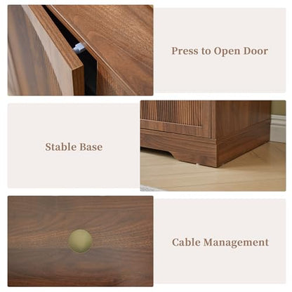 Walnut 62.2" TV Stand for TVs up to 70 Inches with Fluted & Arched Doors, view 5