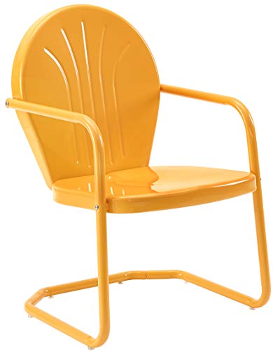 Griffith 3-Piece Outdoor Chair and Side Table Set, Retro Metal Bistro Patio Sets for Porch, Tangerine