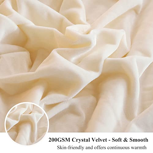 Plush Shaggy Duvet Cover Set, Luxury Ultra Soft Crystal Velvet Fluffy Bedding Sets 3 Pieces(1 Furry Faux Fur Comforter Cover + 2 Fuzzy Faux Fur Pillowcases), Zipper Closure(Queen, Light Beige)