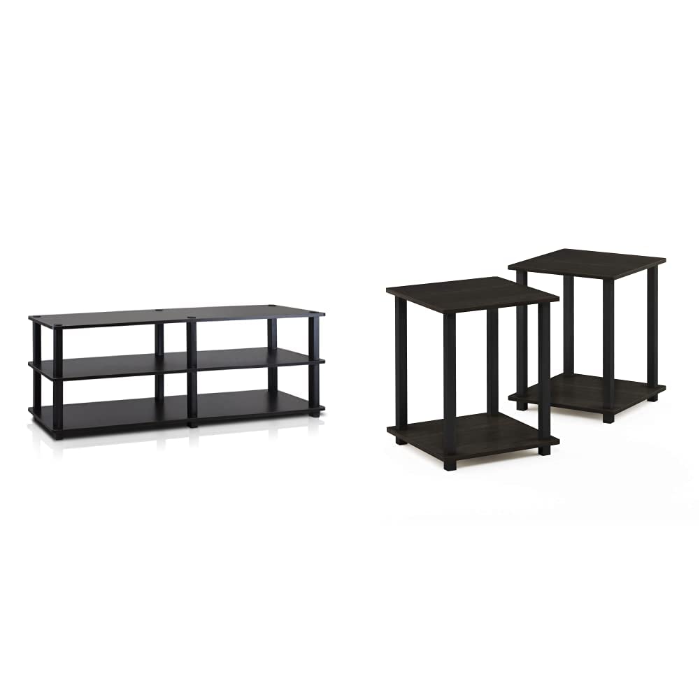 Furinno Turn-S-Tube 3-Tier TV Stand and End Tables Set (Espresso/Black)