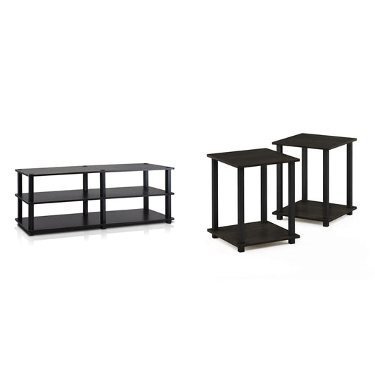Furinno Turn-S-Tube 3-Tier TV Stand and End Tables Set