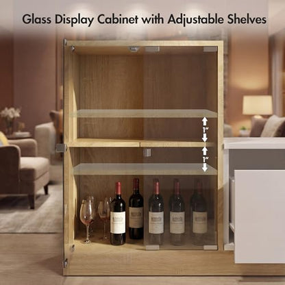 Extendable TV Stand with Glass Cabinet for 75”-110” TVs, view 7
