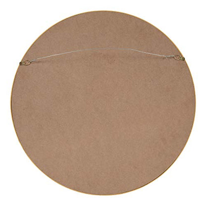 Travis Round Wood Wall Mirror, 21.6" Diameter, Gold, Modern Glam Wall Décor Accent