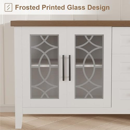 Farmhouse TV Stand with Glass Door for 70 Inch Tv, view 5