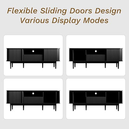 63" Modern TVs Stand with Storage, Black, view 7