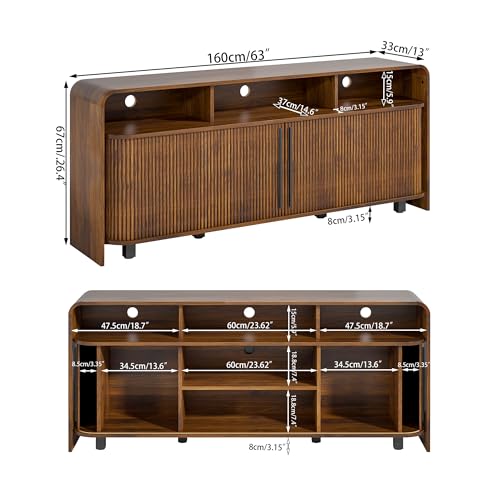 Walnut TV Stand for 65 70 75 Inch TV, view 3