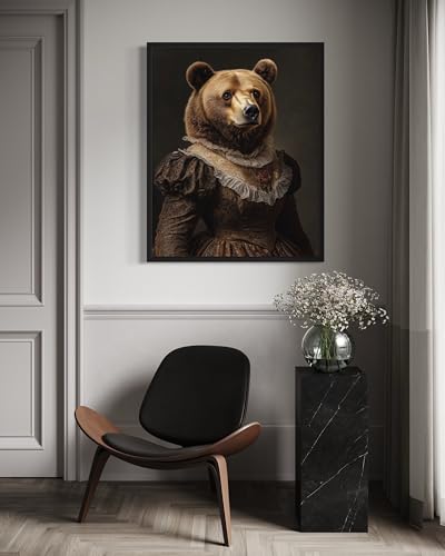 Brown Bear Art Print Poster, Female Wildlife Animal Portrait Farmhouse Nature Wall Art Bedroom Bathroom Living Room Decor 128 (Brown Bear, 20"L x 16"W, Unframed)
