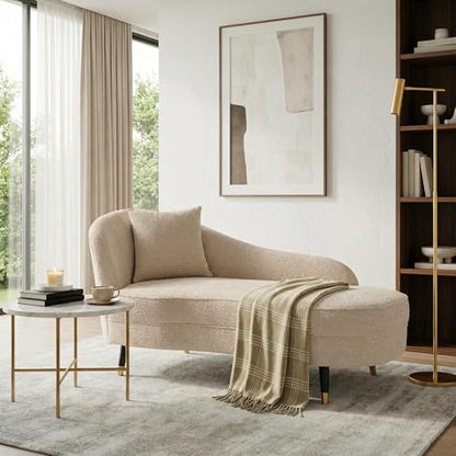 61" Boucle Curved Chaise Lounge Indoor with Pillow, view 5