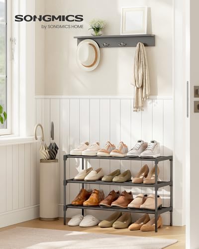 Shoe Rack, 3-Tier Stackable Metal Shoe Organizer, 24.5" Wide, view 3