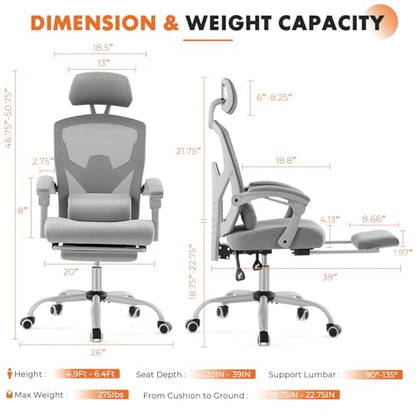 Ergonomic Office Chair, Computer Desk Chair with Lumbar Support, view 3