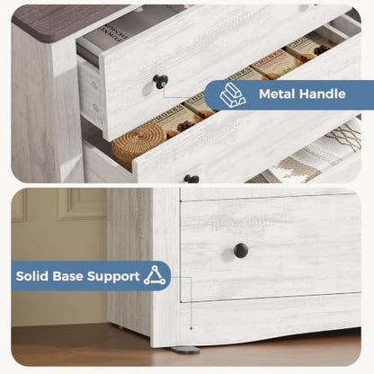 6-Drawer Storage Cabinet, 59" Wide Modern Chest of Drawers, White, view 5