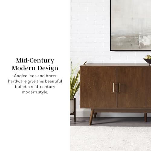 Mid-Century Modern Wood Kitchen Buffet Sideboard Entryway Serving Storage Cabinet Doors Dining Room Console, 70 Inch, Walnut