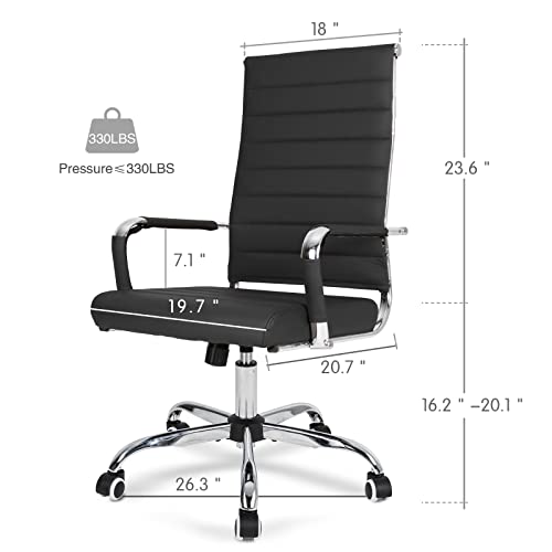 Home Office Chair Ribbed, Modern Leather Conference Room Chairs, view 4