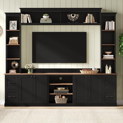 4-in-1 Entertainment Center with Bookshelf for TVs up to 70", Black, view 2