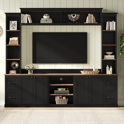 4-in-1 Entertainment Center with Bookshelf for TVs up to 70", Black, view 2