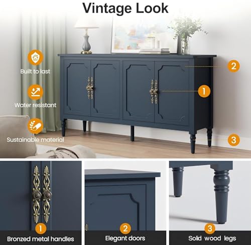 Buffet Cabinet with Storage, Vintage Sideboard with Adjustable Shelves, view 7