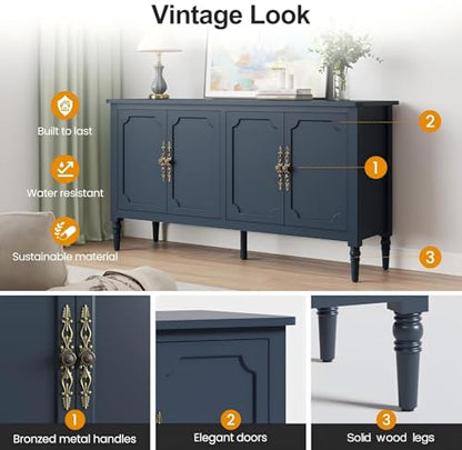 Buffet Cabinet with Storage, Vintage Sideboard with Adjustable Shelves, view 7