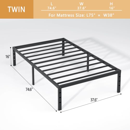 Metal Bed Frame,Twin Size Bed Frame with Storage Space,16 Inch, view 4