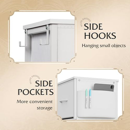 10 Drawer White Fabric Dresser for Bedroom, Side Pockets Chest, view 7