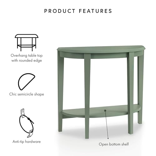 Payne Modern Half Moon Accent Console Table with Storage Shelf, Decorative Entryway Furniture for Living Room, Hallway, Entrance, Small Spaces, Sage Green