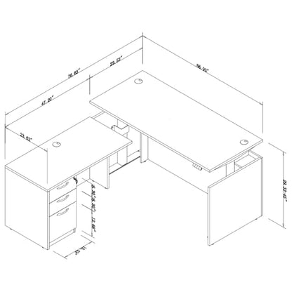 77" L-Shaped Executive Standing Desk with 3 Drawers Cabinet, view 3