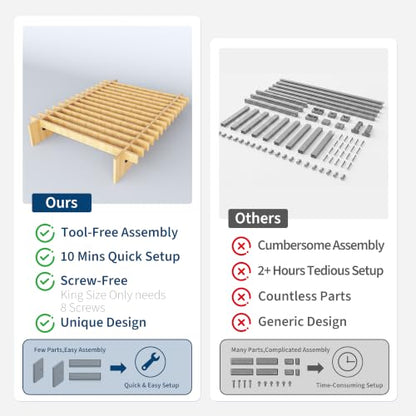 Full Size Wood Platform Bed Frame - Easy Assembly in Minutes, view 5