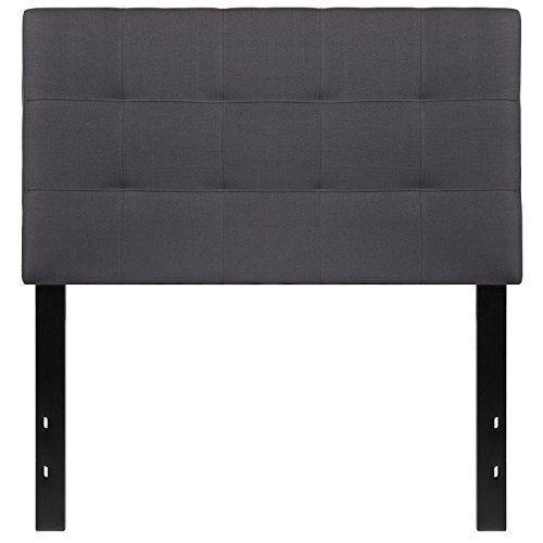 Quilted Tufted Upholstered Twin Size Headboard in Dark Gray Fabric