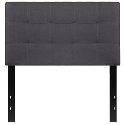 Quilted Tufted Upholstered Twin Size Headboard in Dark Gray Fabric