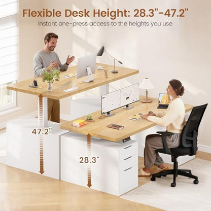 55" Electric Standing Desk with 6 Drawers, Adjustable Stand up Desk with Storage, view 4