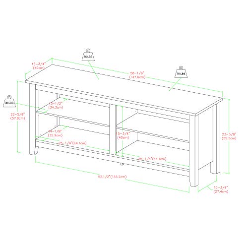 Wren Classic 4 Cubby TV Stand for TVs up to 65 Inches, 58 Inch, Natural