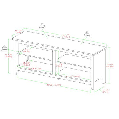 Wren Classic 4 Cubby TV Stand for TVs up to 65 Inches, 58 Inch, Natural