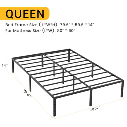 Queen Metal Bed Frame with Storage and Support Legs, view 3