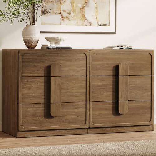 6 Drawer Dresser for Bedroom, 53.5" Wide Modern Chest of Drawers, view 2