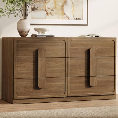 6 Drawer Dresser for Bedroom, 53.5" Wide Modern Chest of Drawers, view 2