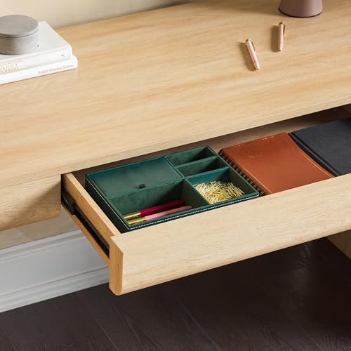 Amira Modern MDF Waterfall Writing Desk with a Built-in Storage Drawer, 52 Inch, Light Ash