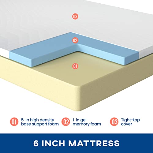 | 6 Inch Queen Mattress | Medium Firm | Gel Memory Foam | White, view 4